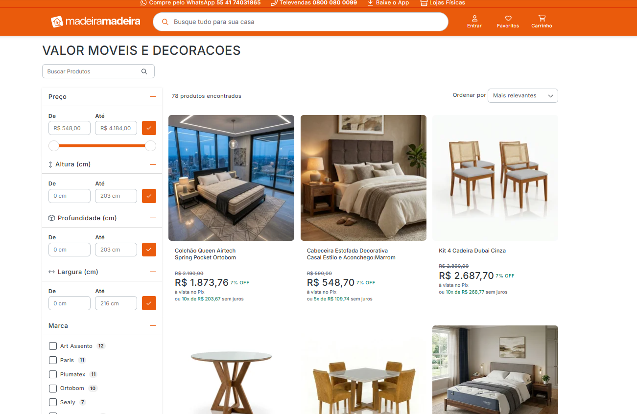 Gestão de Marketplace: Loja de Móveis — MadeiraMadeira