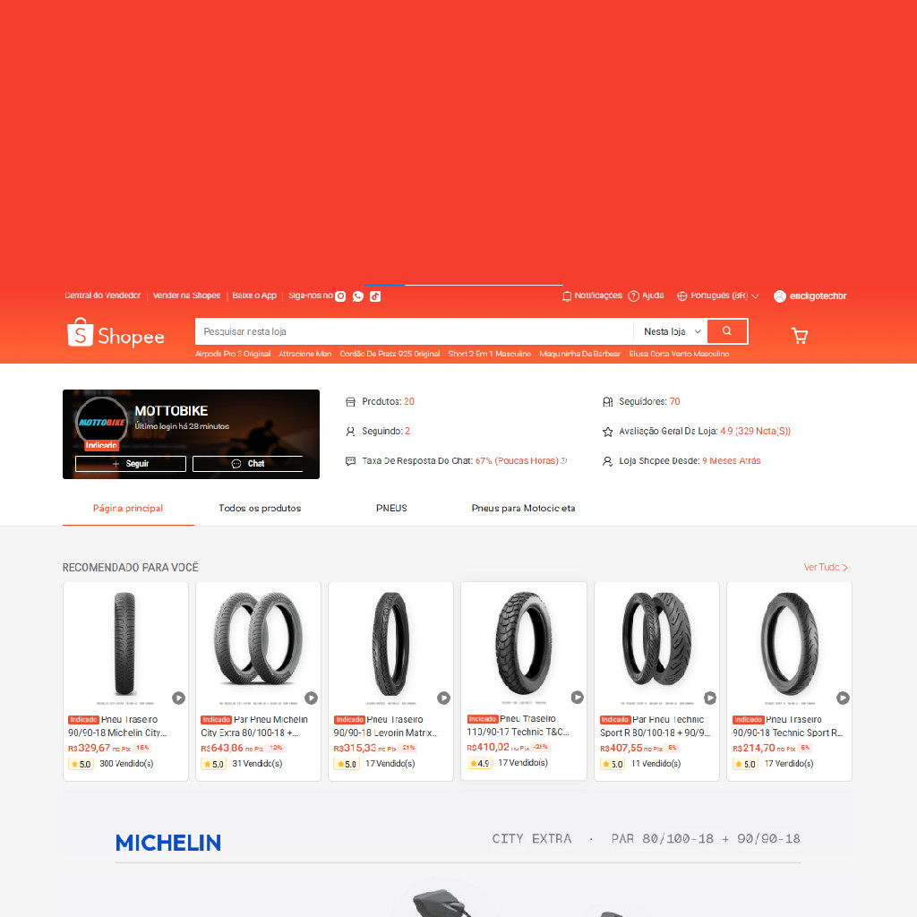 Gestão de Marketplace: Loja Pneus de Moto — Shopee