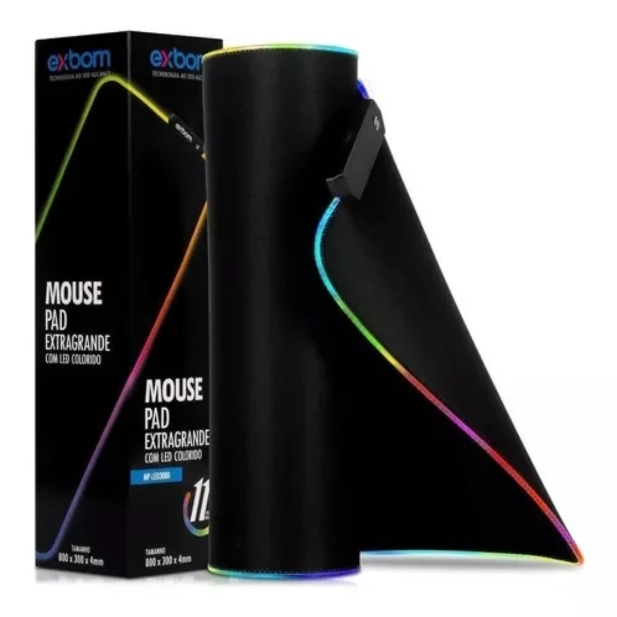 Mouse Pad Exbom Extra Grande com LED Colorido MP-LED3080