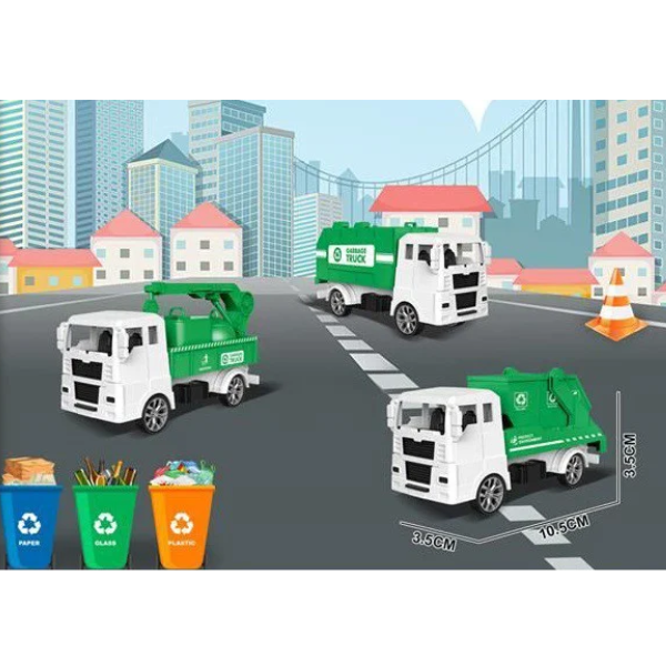 Kit Caminhão de Brinquedo Sanitation com 3 Veículos