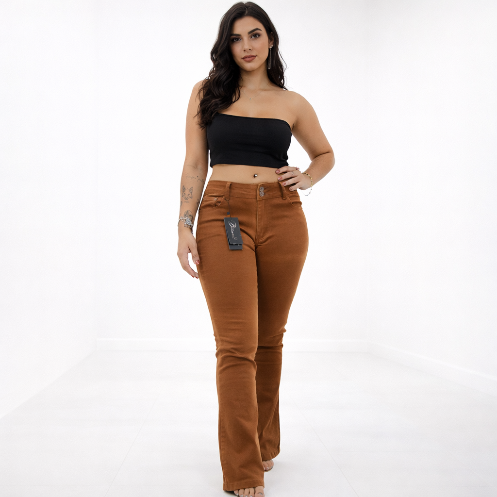 Calça Jeans Marrom Confortável e Estilosa