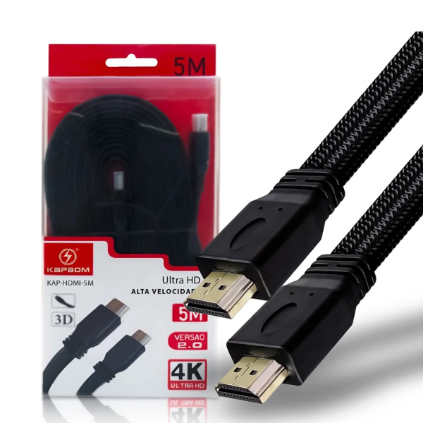 Cabo HDMI 5M 3D Conexão de Longo Alcance Qualidade Superior
