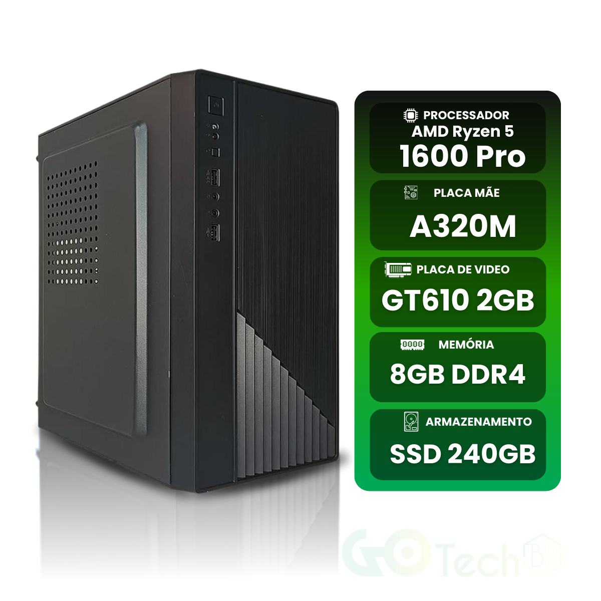 PC AMD Ryzen 5 1600 Pro + Placa de Vídeo