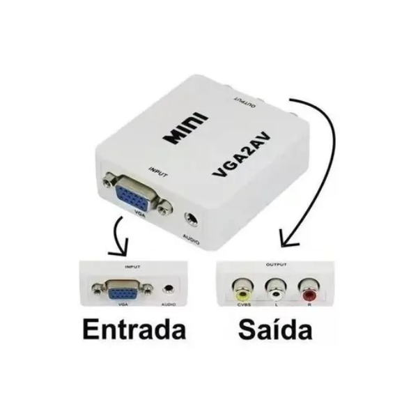 Conversor de Vídeo AV2-VGA 1080P TOMATE Qualidade Impecável!