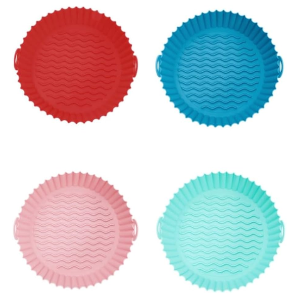 Forma de Silicone Redonda p/ Air Fryer Praticidade na Cozinha!